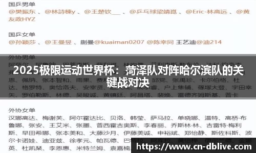 2025极限运动世界杯：菏泽队对阵哈尔滨队的关键战对决